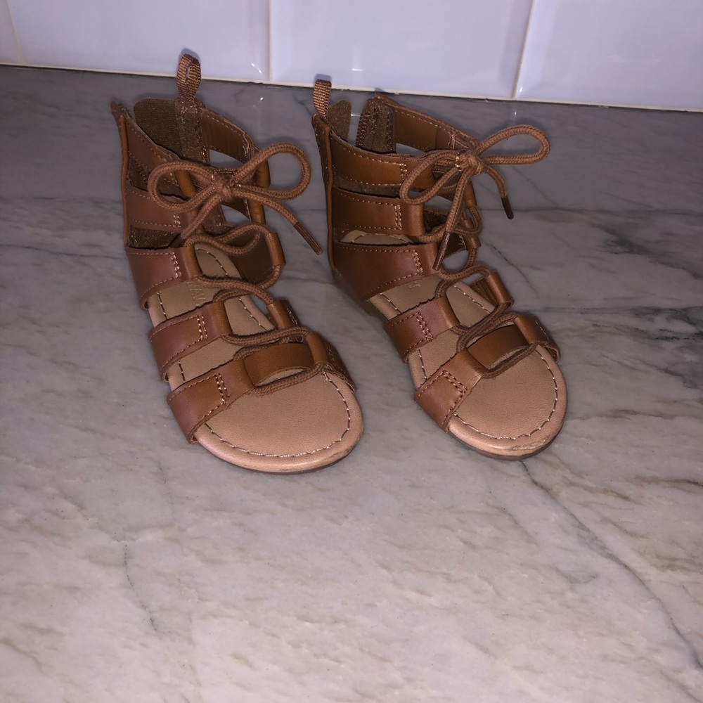 Brown gladiator shoes